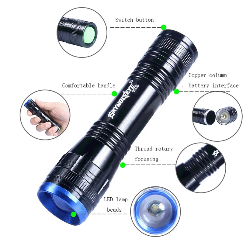 

LED Rechargeable Flashlight XML T6 linterna torch 300 lumens 18650 Battery Outdoor Camping Powerful Led Flashlight 4