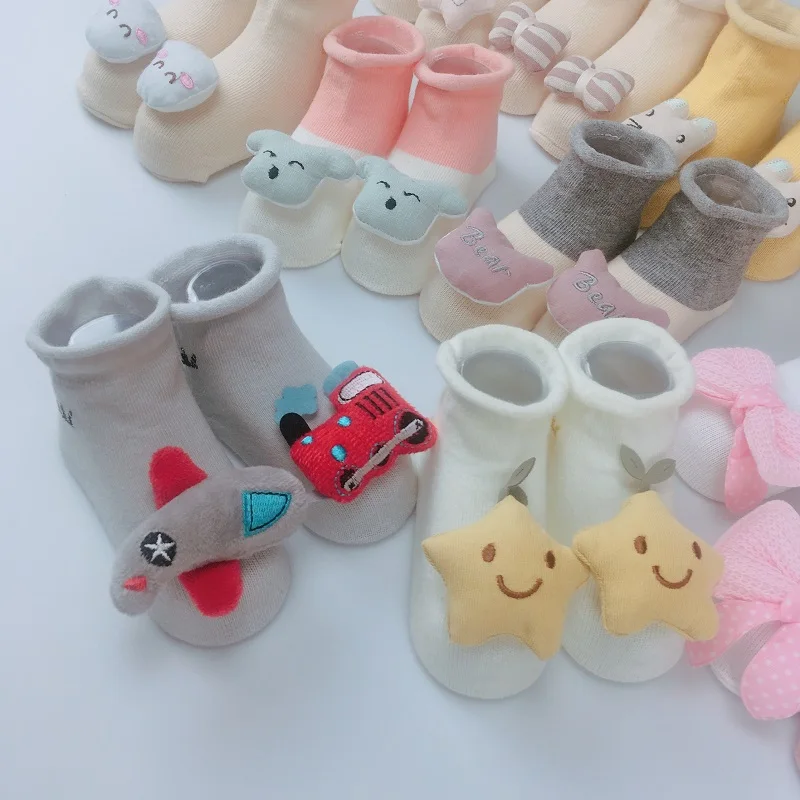 AiKway/Хлопковые носки с рисунком короны для новорожденных, украшенные кукольными украшениями, однотонные детские носки для мальчиков и девочек, мягкие носки для младенцев