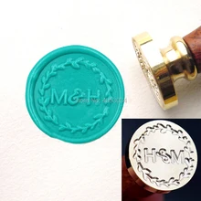 Индивидуальные инициалы с венком воск печать штамп-пользовательские 2 инициалы воск штамп-Свадебные сургучные печати-Монограмма воск печать-двойные инициалы