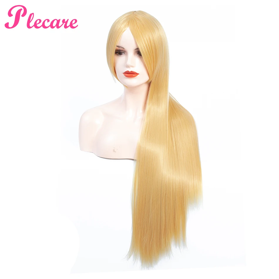Peluca larga rubia Plecare peluca sintética de alta densidad resistente al calor peluca sintética de Pruiken para Mujeres Negras/blancas Cosplay peluca