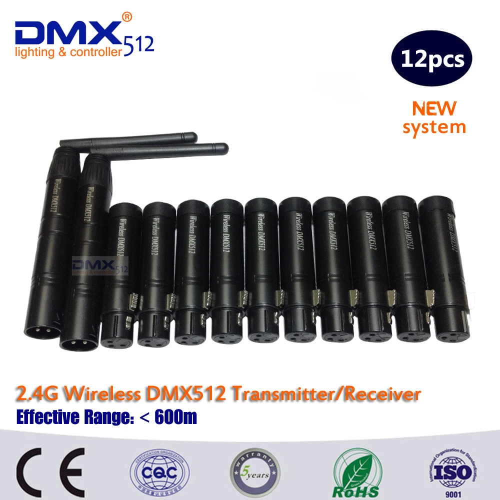 DHL Бесплатная доставка 2.4 г ISM DMX512 Беспроводной Женский Мужской 3pin XLR передачи приемник устройства для Светодиодное освещение этап Moving par