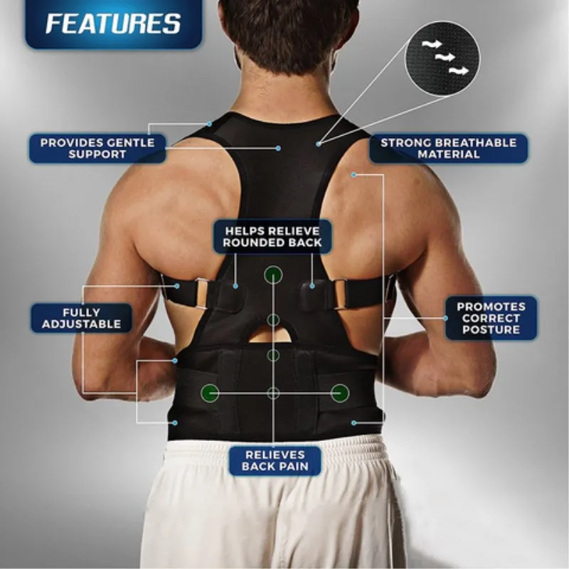 S-XXL Posture Corrective Therapy Back Brace Male Female Adjustable Magnetic Posture Corrector Corset Back Support Back Belt