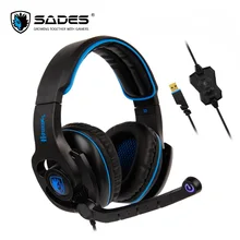 SADES SA923 USB игровая гарнитура геймерские наушники бас Виртуальная 7,1 объемный звук