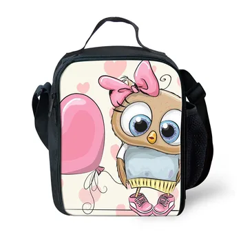 

ThiKin Cute Bird Owl Print Lunch Bag Boys Girls Shoulder Bag Women Handbag Insulation Package Portable Food Bags Lunch Box