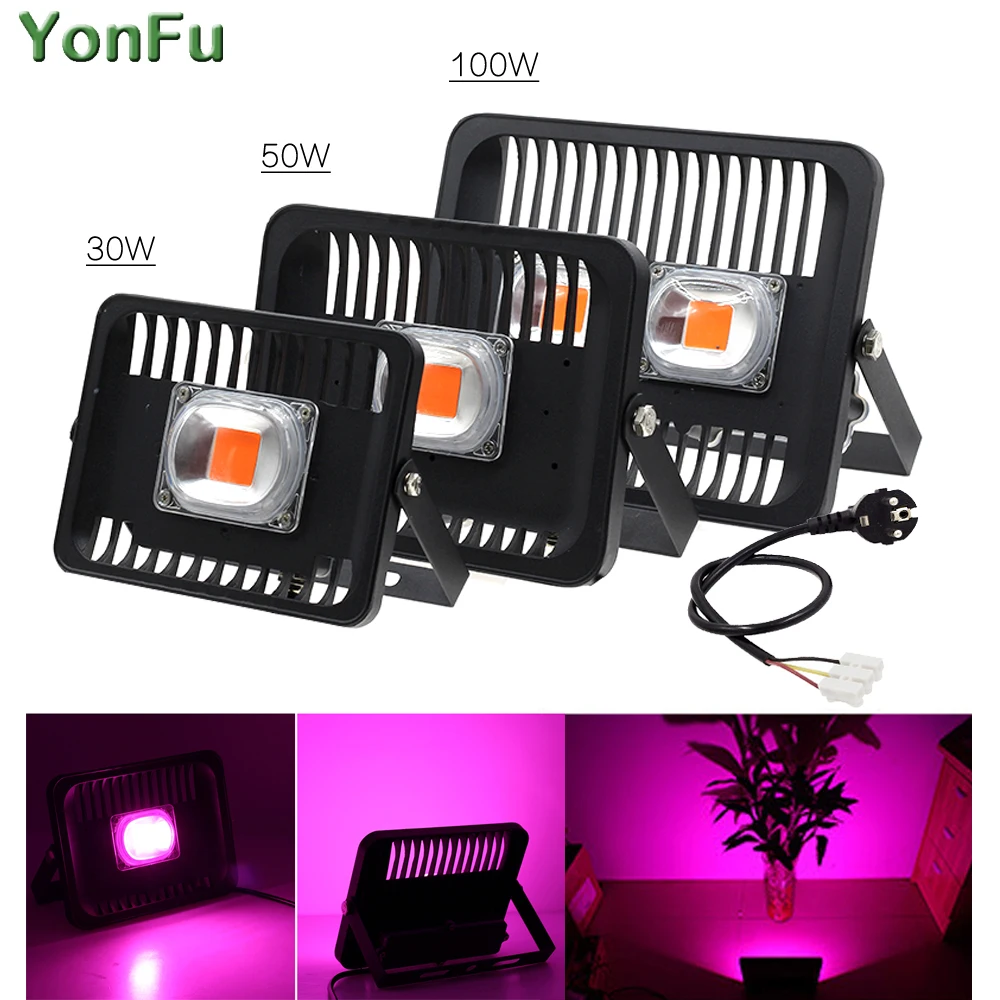 

30W 50W 100W Led Grow Flood light Full Spectrum Input Smart IC Driver 220V Outdoor IP65 Waterproof High Power For Plant lamp