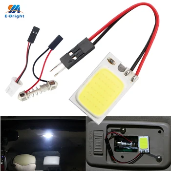 

YM E-Bright 15*25MM 500PCS High Power COB Chips 18 Chips 18 LED 12V Festoon T10 Adapter White Panel Lights Interior Room Light