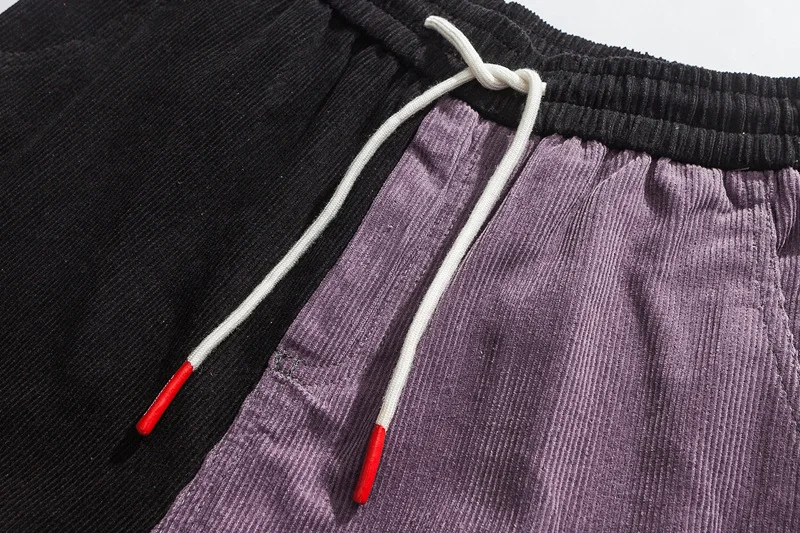 Хип брюки для девочек Винтаж цвет блок лоскутное вельветовые шаровары уличная Harajuku Sweatpant 2019 Новая мода повседневные штаны