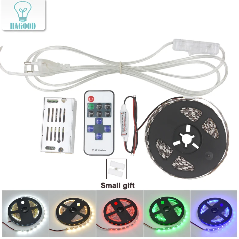 5M 5050SMD DC12V LED Strip Lamp + 1A Power Supply Transformer Remote Dimmer Controller +EU Plug 304 Switch Line | Лампы и освещение