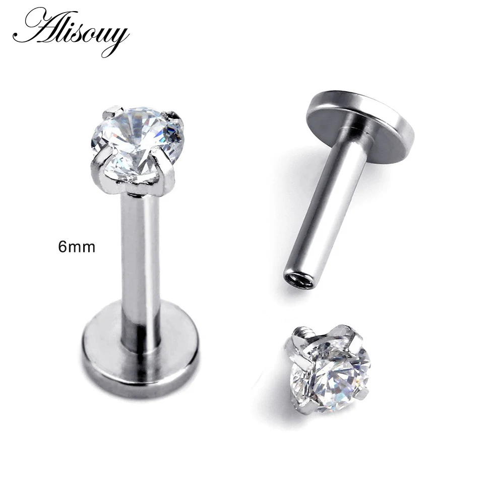 Piercing Jewelry Body Piercing Earrings Ear Piercing Jewelry Metal Jewelry Body Piercing Jewelry Body Jewelry 1 Pc color Labret Lip Ring Zircon Anodized Internally Threaded Prong 16G Tragus Helix Ear Piercing Earring women