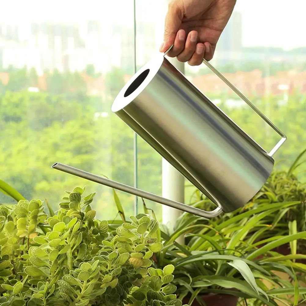 

1.5L Watering Can Gardening Tool Long Spout Sliver Brushed Succulent Plants Flowers Watering Can Garden Sprinkling Pot Container