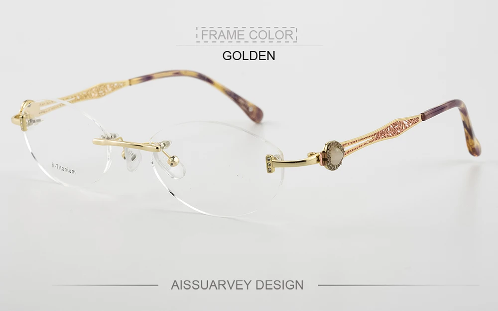 Оправы для очков без оправы, женские титановые очки, элегантные оптические очки по рецепту, алмазные Стразы, брендовые дизайнерские очки