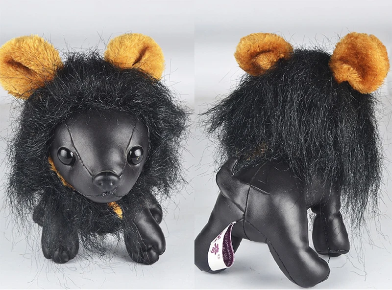 Cute Pet Transfiguration Costume Lion Mane Winter Warm Wig Cat Small Dog Party Clothes Decoration With Ear Pet Apparel Cat Dress3