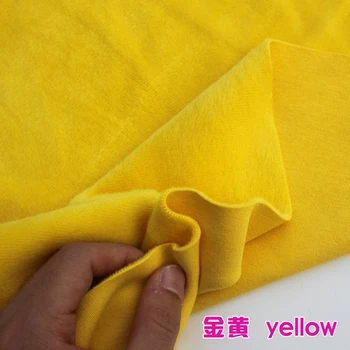 

Yellow Cotton Polyester Velour Knit Fabric Luxurious kid Wear Super Soft Extra Plush Stretchy 60" Wide Sold By The Yard