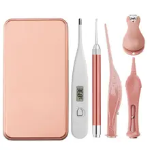 Набор средств по уходу за грудным ребенком маникюрные ножницы для чистки ушей со сборщиков очиститель фонарик удалитель ушной серы светящийся термометр набор инструментов для уборки