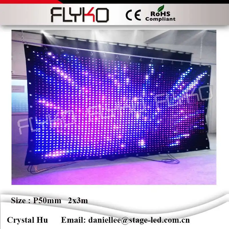 

Fireproof cloth led video star curtain beautiful colorfull led video curtain P5cm 2x3m led curtain