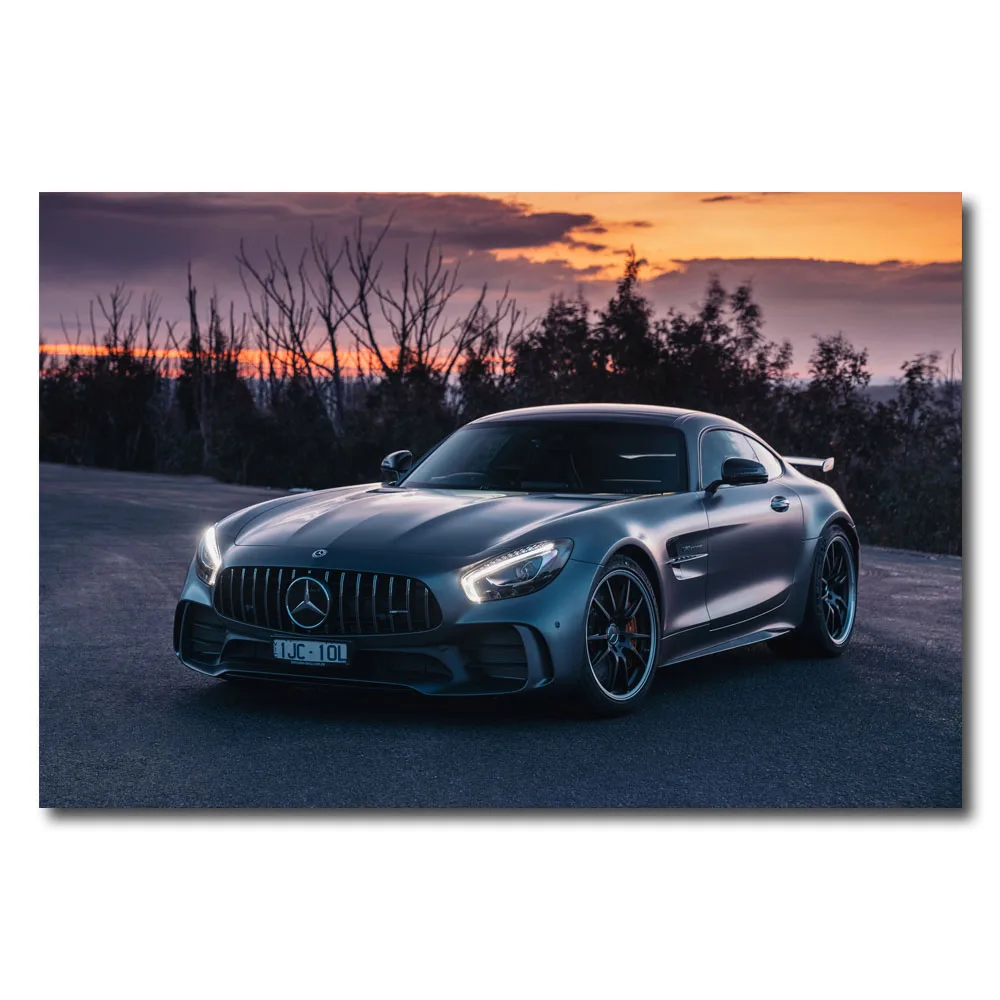 

AMG GT R Super Car Sunrise Wallpapers Canvas Printed Wall Art Poster Framed Painting for Room Decor
