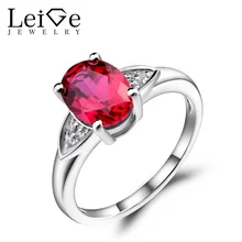 Leige Jewelry Ruby Engagement Rings Oval Cut Gemstone Jewelry Sterling Silver 925 Wedding Rings for Women July Birthstone