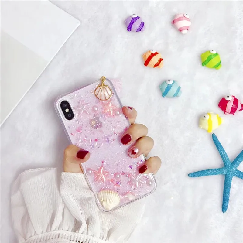 Чехол DIS Модный Блестящий Dreamy Shell шаблон чехол для телефона iphone XS MAX XR X 7 8 6 6s plus