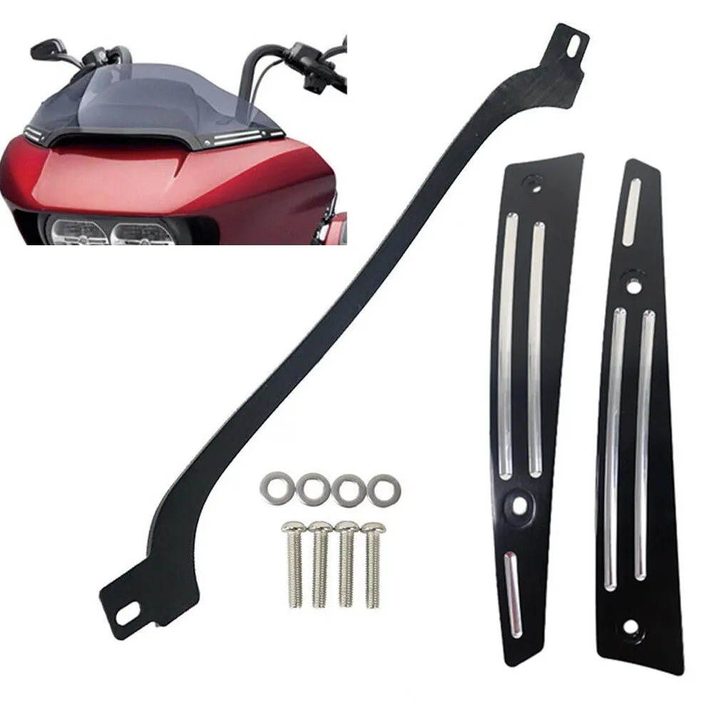 

Motorcycle Aluminum Split Windshield Center with Side Trim Black For Harley Road Glide CVO FLTRX FLTRUSE FLTRXS 2015 2016 2017