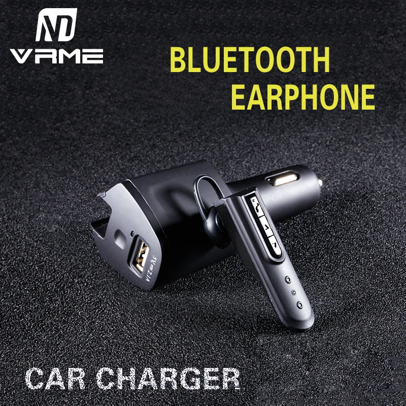 Wireless Bluetooth Headset In ear Earphone with Car Charger Powered Usb