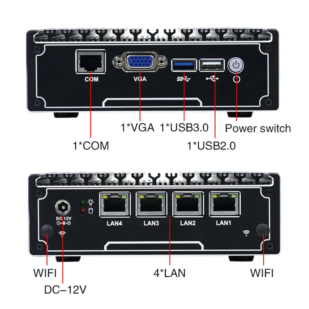 Minisys 4 Ethernet RJ-45 Lan порты мини ПК Intel Celeron J1900 четырехъядерный 2,0 ГГц pfsense брандмауэр маршрутизатор Поддержка 2,5 ''HDD/SSD