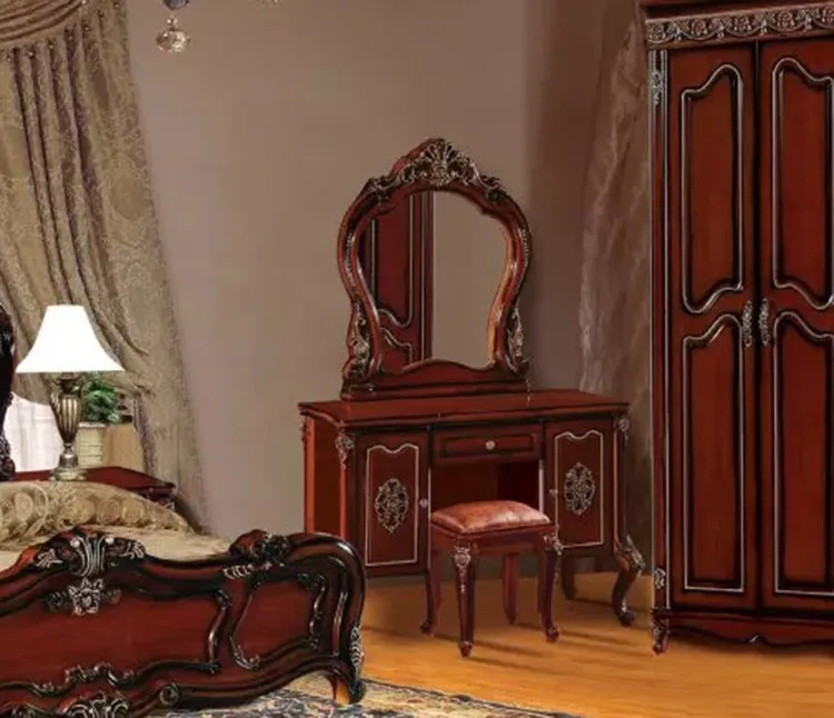 Современный европейский твердой древесины кровать Моды Резные кожа французский спальный гарнитур мебель king size HC0053
