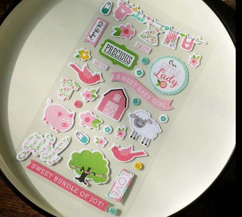 Карманный материал ткань милые наклейки DIY Детский альбом ручной работы материал наклейки sc124 - Цвет: 5