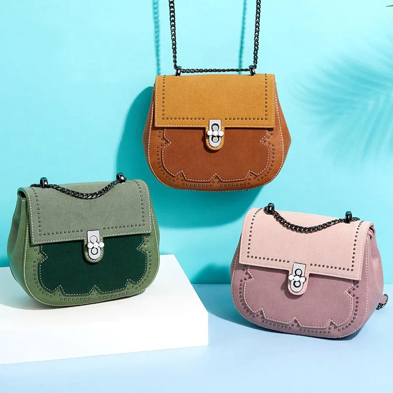 

1PCS 2018 New Style Fashion Flap PU Leather Lock Saddle Bag Women Small Shoulder Bags Party Shopping Crossbody Messenger Bag