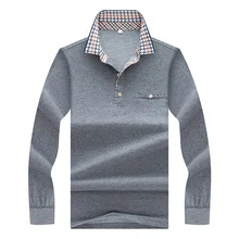 Зона джунглей новые высококачественные Для мужчин с длинными рукавами поло Для мужчин business casual поло сплошной цвет карман с лацканами тенниски 8877