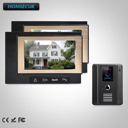 HOMSECUR 7 "Проводной Видеодомофон Система Телефонного Звонка с  LCD Цветным Экраном: TC011-B + TM702-B