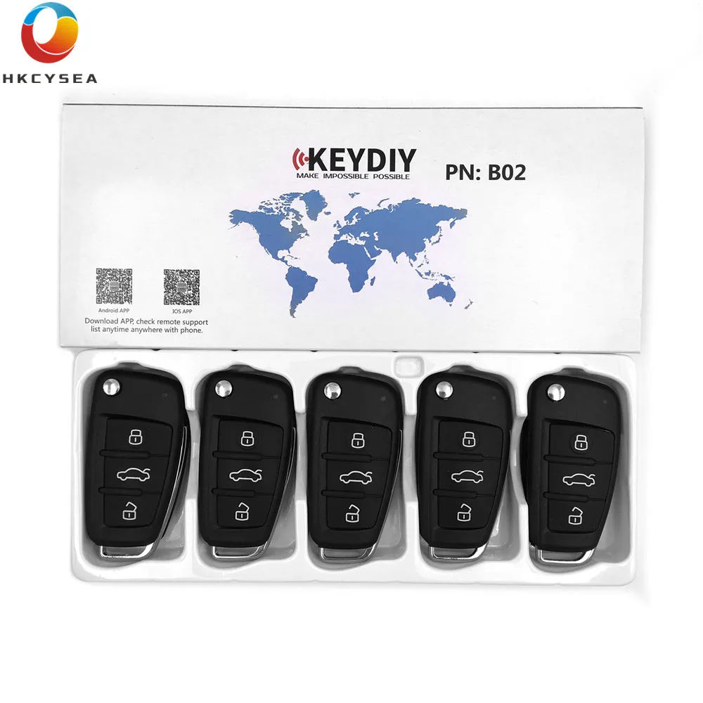 

HKCYSEA 5/10/15PCS Blank Remote Key KEYDIY B02 3 Button KD Remote Key for KD900 URG200 KD-X2 MINI KD to Produce Any Model Remote