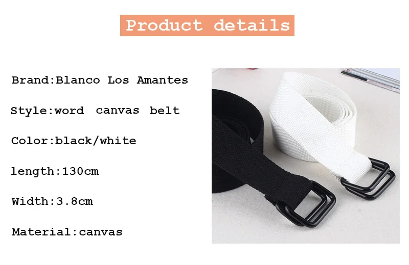 Black White Canvas Belt For Men Women Jeans Chinese Characters Personality Double Ring Buckle Belt Casual white Waistband Z3