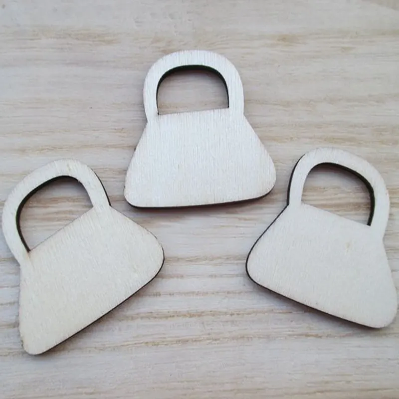  60pcs/set Ms unbleached wooden crafts wallet wood decoration card teaching supplies 38*35mm 171105 - 32460793797