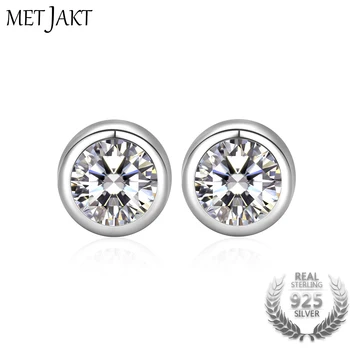 

MetJakt Fashion Casual Simple 6mm Zircon Stud Earrings Solid 925 Sterling Silver Earring for Women's Party Jewelry