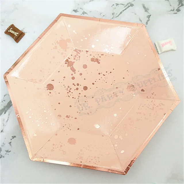 Free Shipping 40pcs Vintage Pink with Rose Foil Spot Paper Plates ... Free Shipping 40pcs Vintage Pink with Rose Foil Spot Paper Plates ...