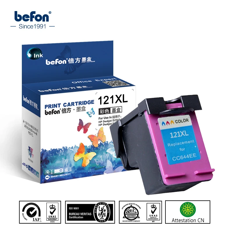 befon Compatible 121 XL Cartridge Replacement for HP 121XL Color Ink Cartridge for Deskjet D2563 F4283 F2423 F2483 2493 4213