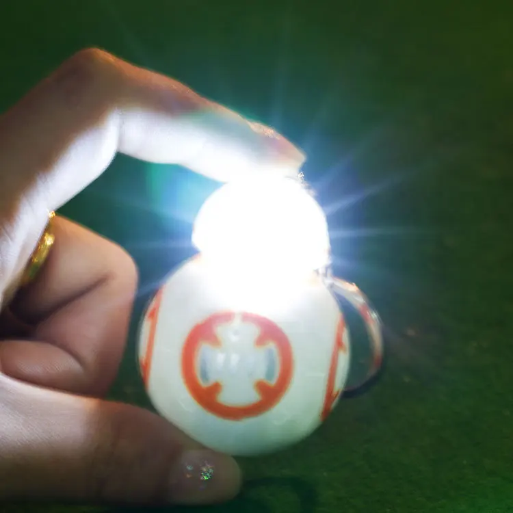 

10pcs/set Star Wars bb8 flashlight keychain The Force Awakens bb-8 diy key chain sound light LED car Figure Toy holder pendant