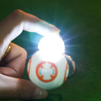 

10pcs/set Star Wars bb8 flashlight keychain The Force Awakens bb-8 diy key chain sound light LED car Figure Toy holder pendant