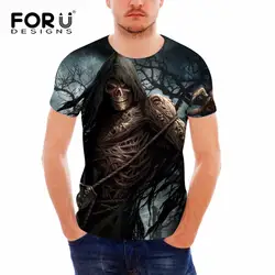 FORUDESIGNS/3D крутые футболки с черепом для мужчин модный бренд s футболка с коротким рукавом Повседневная футболка в стиле панк Хлопковая
