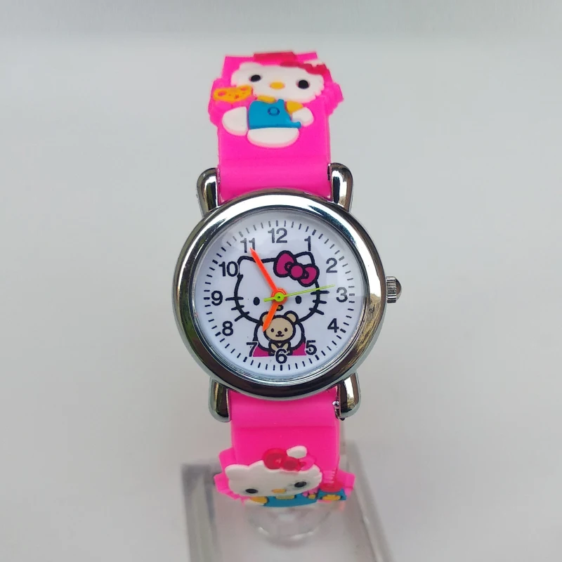 

Retail 1PCS New Style Hello Kitty Cat Watch Children Fashion Soft Rubber Kids Quartz Wrist Watches Girls Christmas Gift Relogio