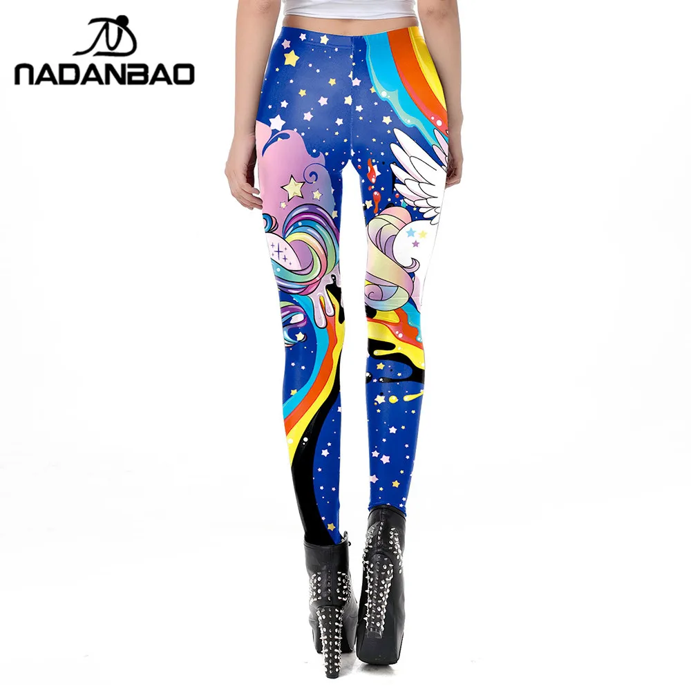 NADANBAO Galaxy Women Leggings 3D Kawaii Unicorn Printed Leggin Workout Female Fitness Legging Plus Size Leggins