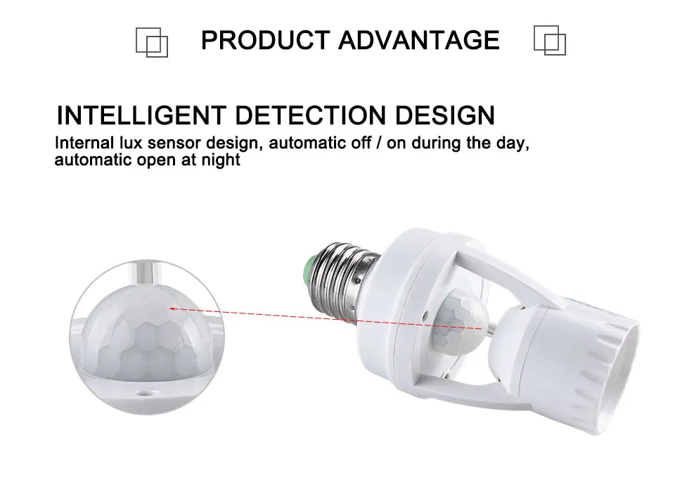 PIR Motion Sensor E27 Lamp Base Holder Infrared Human Body Induction E27 Plug Socket Ceiling LED Light Sensor Switch Accessories (3)