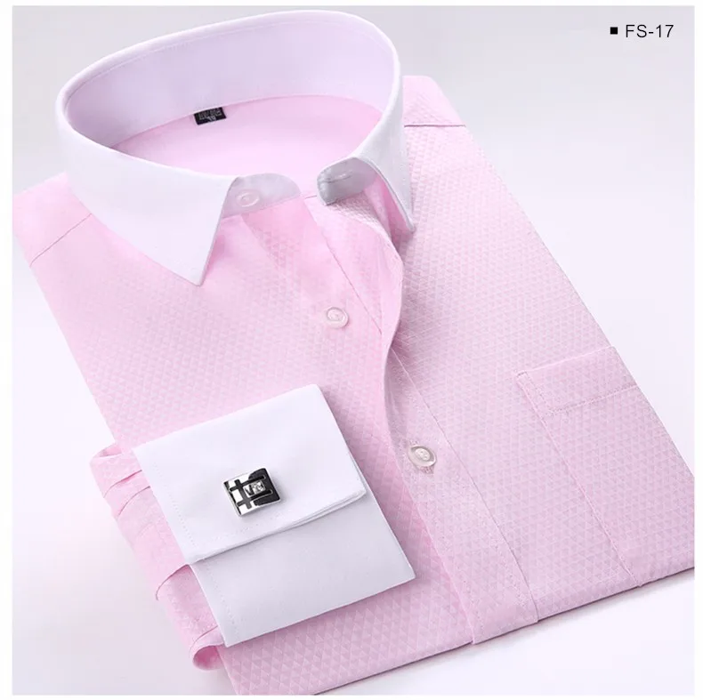 Мужские французские рубашки запонки новые мужские рубашки формальные мужские рубашки с длинным рукавом приталенные качественные брендовые французские рубашки с манжетами 4XL