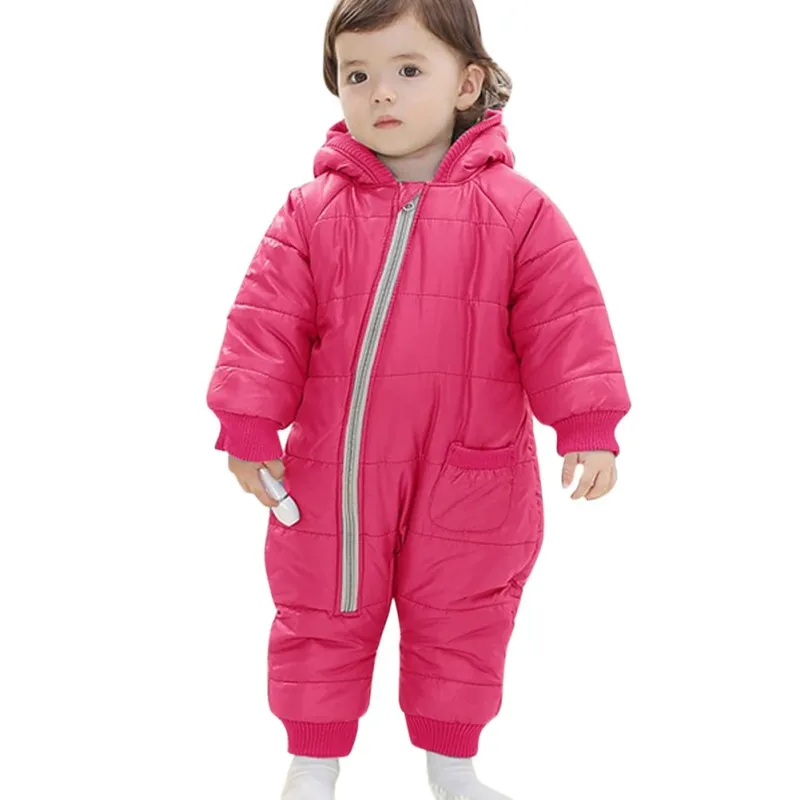 

2017 NEW Baby Rompers Winter Thick Warm Baby boy Clothing Long Sleeve Hooded Jumpsuit Kids Newborn Outwear for 0-12M