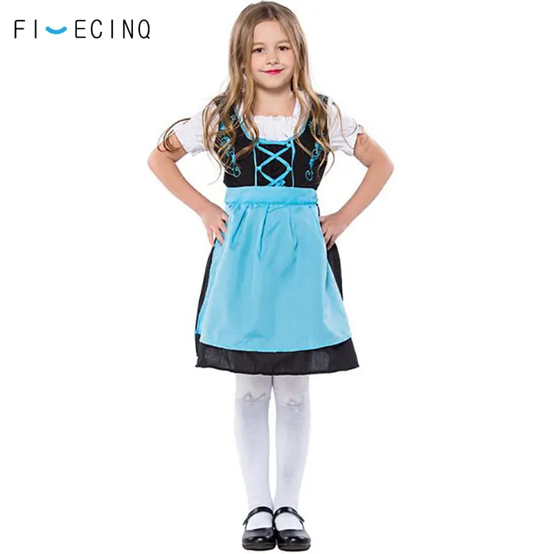 

Child Kid Oktoberfest Dress Girl Beer Carnival Holidays Cosplay Traditional Fancy Blue Black Cute Suit School Performance Wear