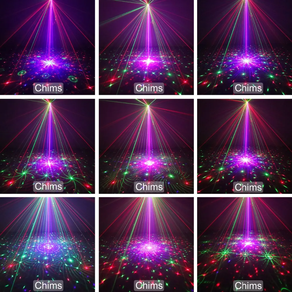 Chims المرحلة ضوء RGB ديسكو الليزر 96 نمط ضوء الليزر DJ أضواء Led تأثير الملونة حزب العارض عرض ليزر عيد الميلاد الموسيقى بار