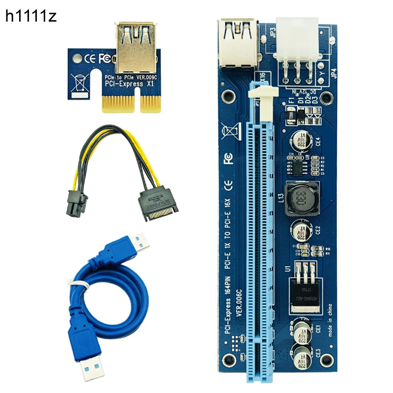 10 шт. VER006C Molex 6Pin PCIE PCI E Express Райзер карта 1X до 16X расширитель адаптер USB 3 0 кабель для