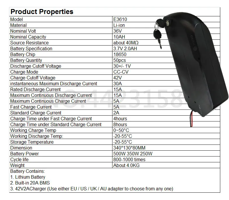 Top 36V 500W Electric Vehicle Electric Bike Wheel Motor for Bike Battery 36V 10AH Lithium ion Battery With USB and 42V 2A charge 2