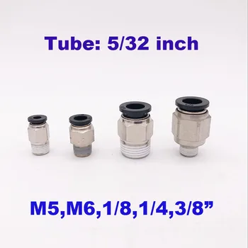 

5/32 inch air tube M5 1/8 1/4 3/8 BSP/NPT straight joint plastic fitting PC5/32-01/02/03 One touch hose quick pipe connector