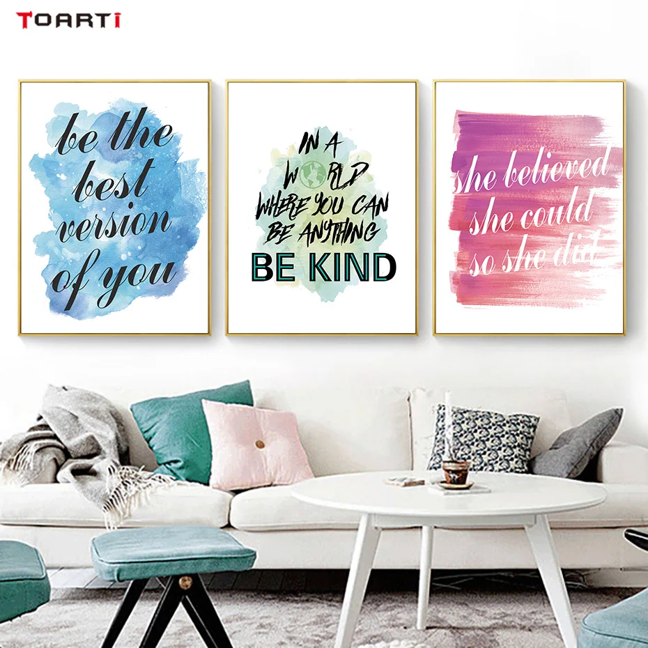 Inspiring Quotes Wall Art Modular Pictures Watercolor Draw Prints Nordic Minimalist Poster Paintings Living Room Home Decoration (3)